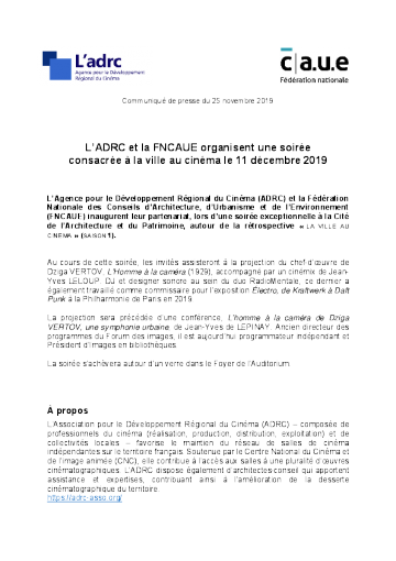 Communiqué de Presse - Soirée ville au cinéma